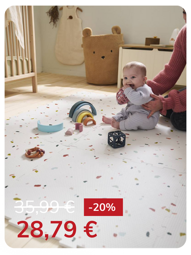 Große Kinderzimmer Puzzle-Spielmatte, 9 Teile - weiß/terrazomuster